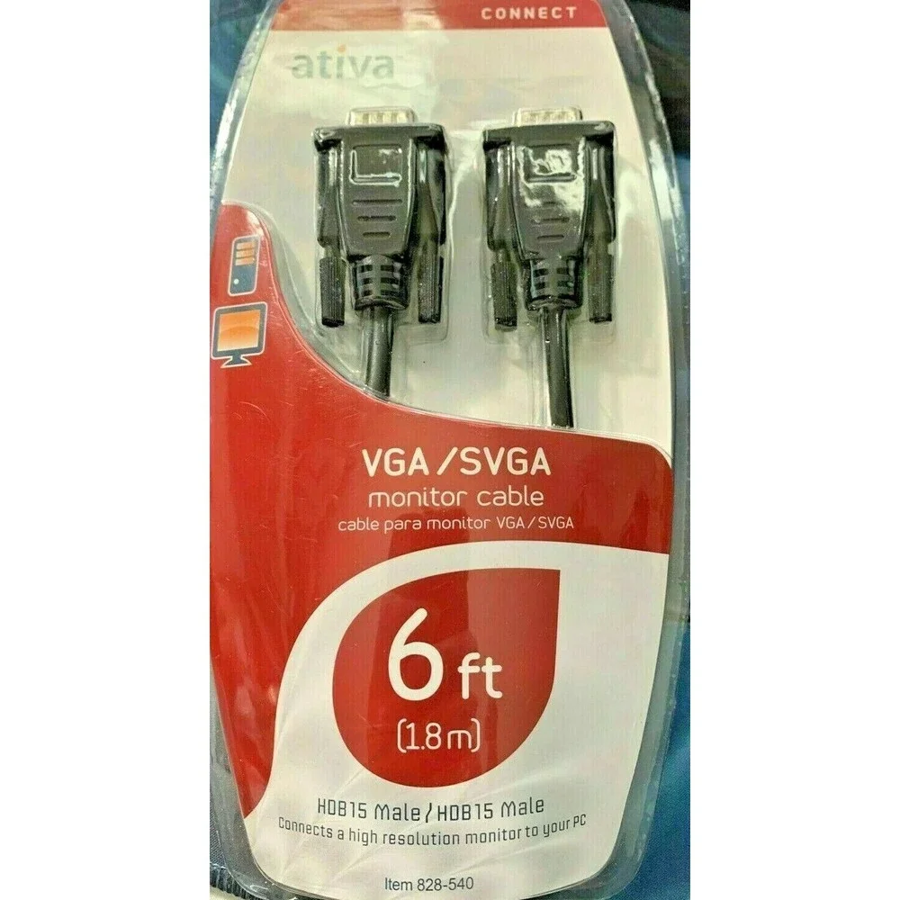 Ativa VGA/SVGA Monitor Cable 6 Feet HDB 15 Male/ HDB Male